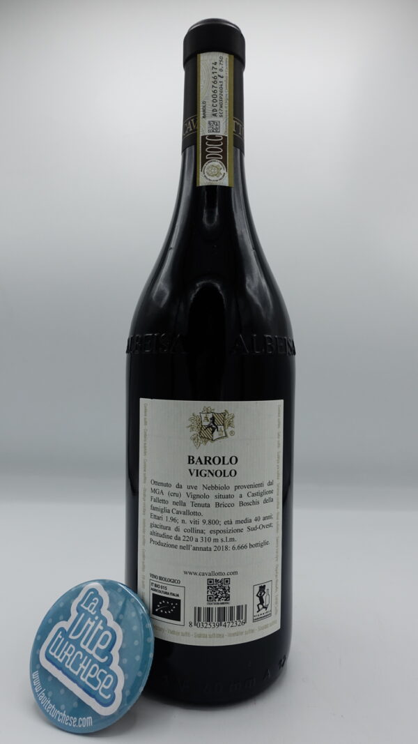 Cavallotto – Barolo Riserva Vignolo - 2018 - back Cavallotto – Barolo Riserva Vignolo prodotto nell'omonima vigna situata nel versante ovest di Castiglione Falletto, invecchiato per 5 anni in botti grandi.