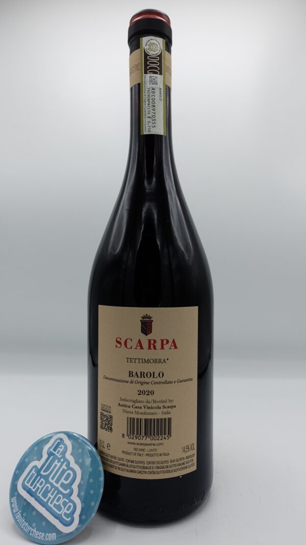 Scarpa - Barolo Tettimorra the only Barolo produced by the winery with several plots located in La Morra, aged for 36 months in oak.
