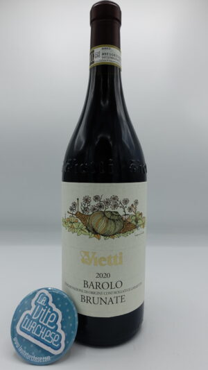 Vietti – Barolo Brunate prodotto nell'omonima vigna situata tra Barolo e La Morra, piante di 55 anni, invecchiato 30 mesi in botte.