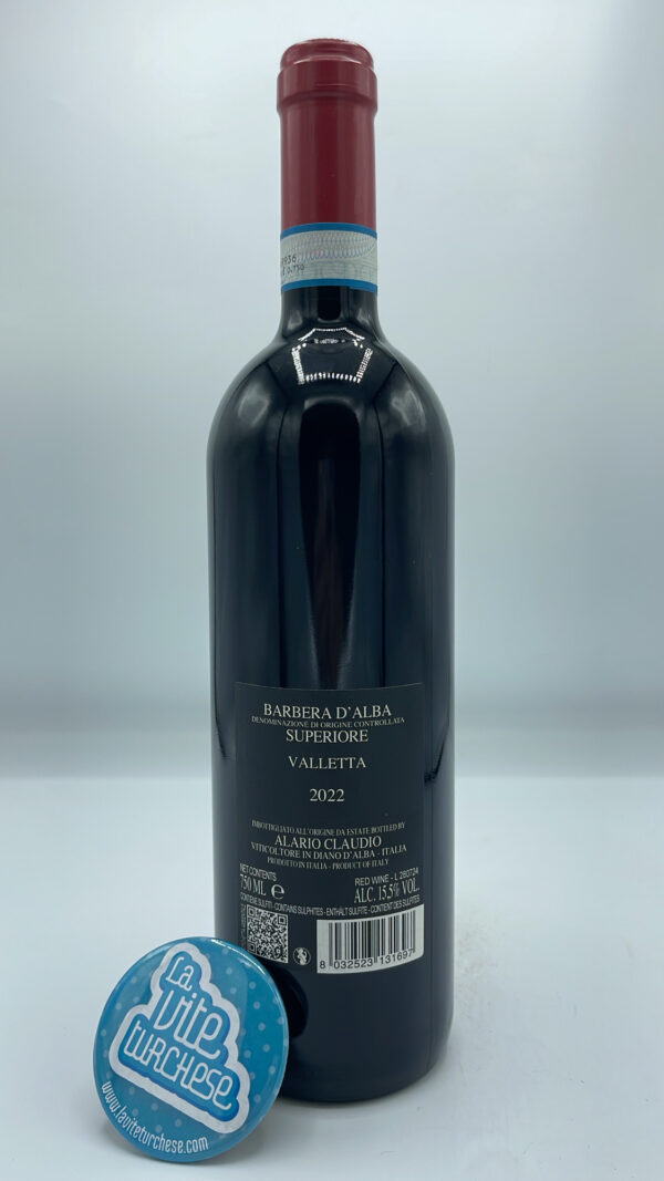 Claudio Alario - Barbera d'Alba Superiore Valletta made from 60-year-old vines in the vineyard of the same name located in Diano d'Alba. Aged for 20 months.
