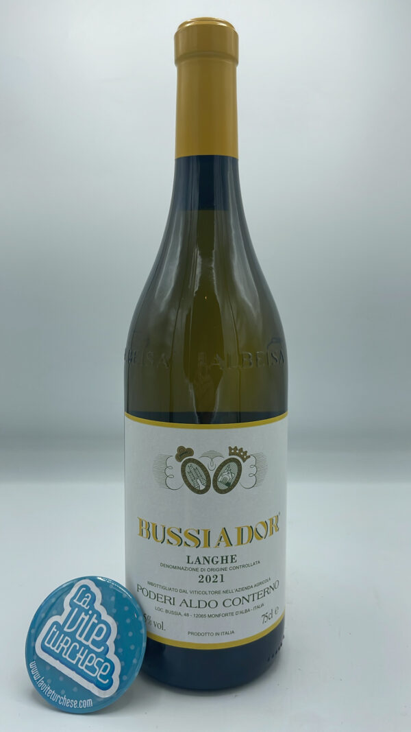 Poderi Aldo Conterno – Langhe Bianco Bussiador prodotto con uva Chardonnay nella vigna Bussia a Monforte d'Alba, invecchiato in barrique.