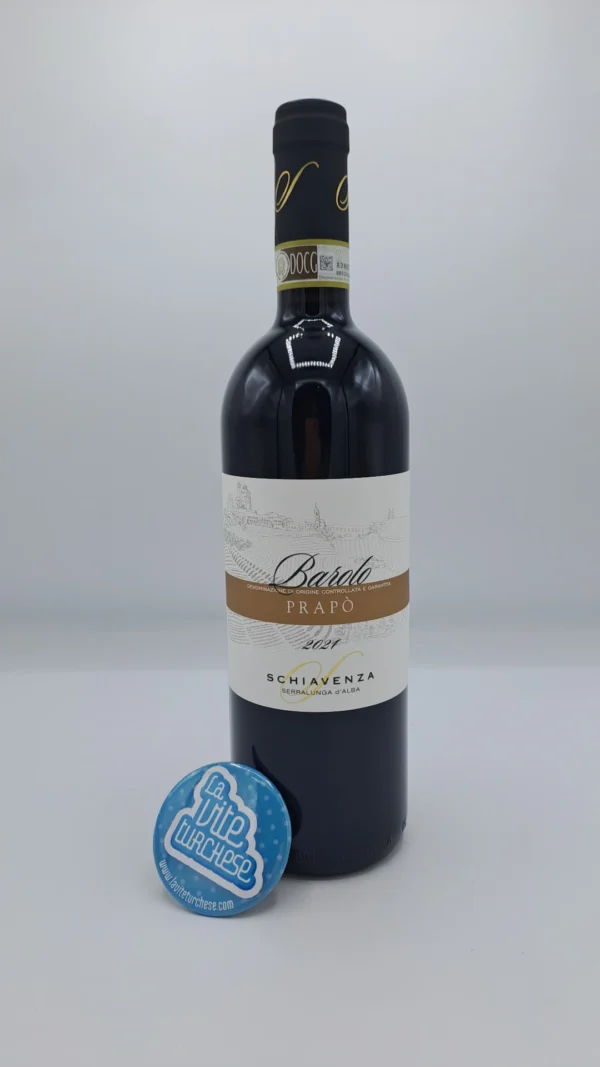 Schiavenza – Barolo Prapò prodotto nella parte alta di Serralunga con suoli calcarei tufacei, affinamento in rovere per 3 anni. 2000 bottiglie.