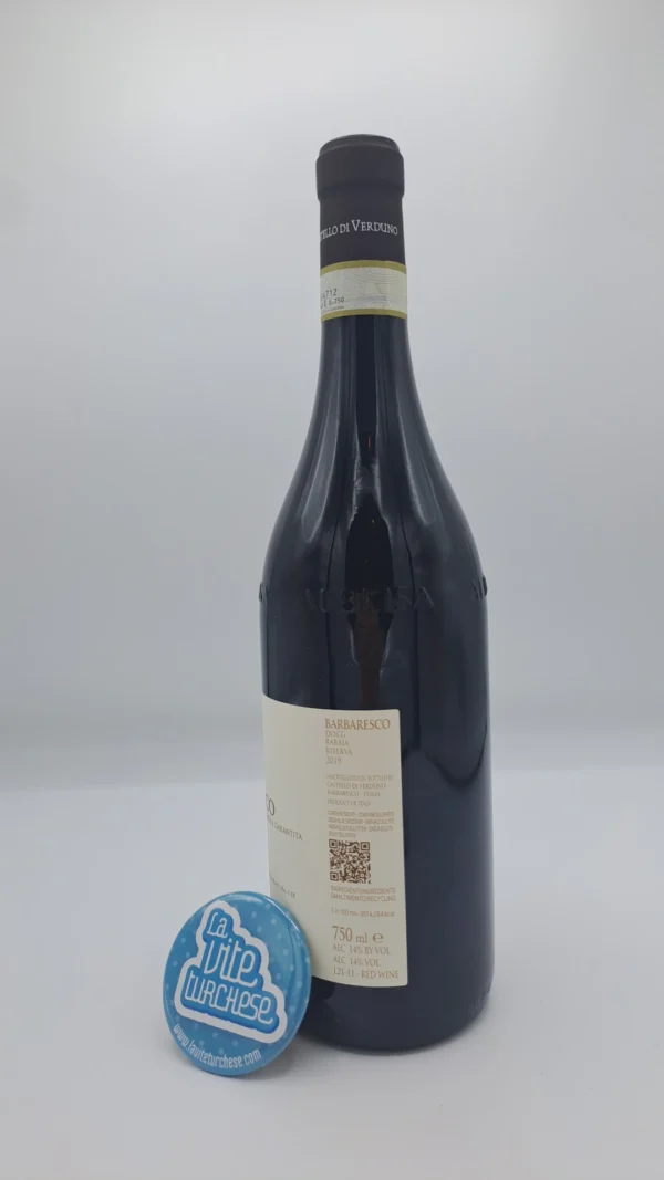 Castello di Verduno – Barbaresco Rabajà Riserva – 2019 - back Castello di Verduno – Barbaresco Rabajà Riserva prodotto nelle annate più belle, con piante di 30-50 anni, invecchiato per 6 anni in cantina.