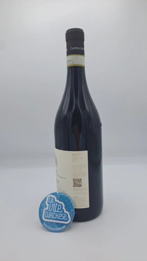 Castello di Verduno – Barolo Monvigliero Riserva – 2019 - back Castello di Verduno – Barolo Monvigliero Riserva vigna grand cru del paese di Verduno, vinificato per 6 anni tra notte grande e bottiglia.