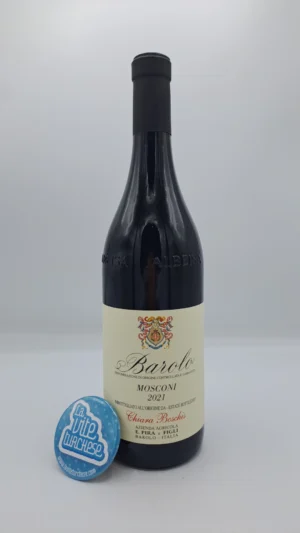Chiara Boschis - Barolo Mosconi prodotto nell'omonima vigna situata a Monforte con suoli argillosi, invecchiato per 24 mesi in botti piccole.