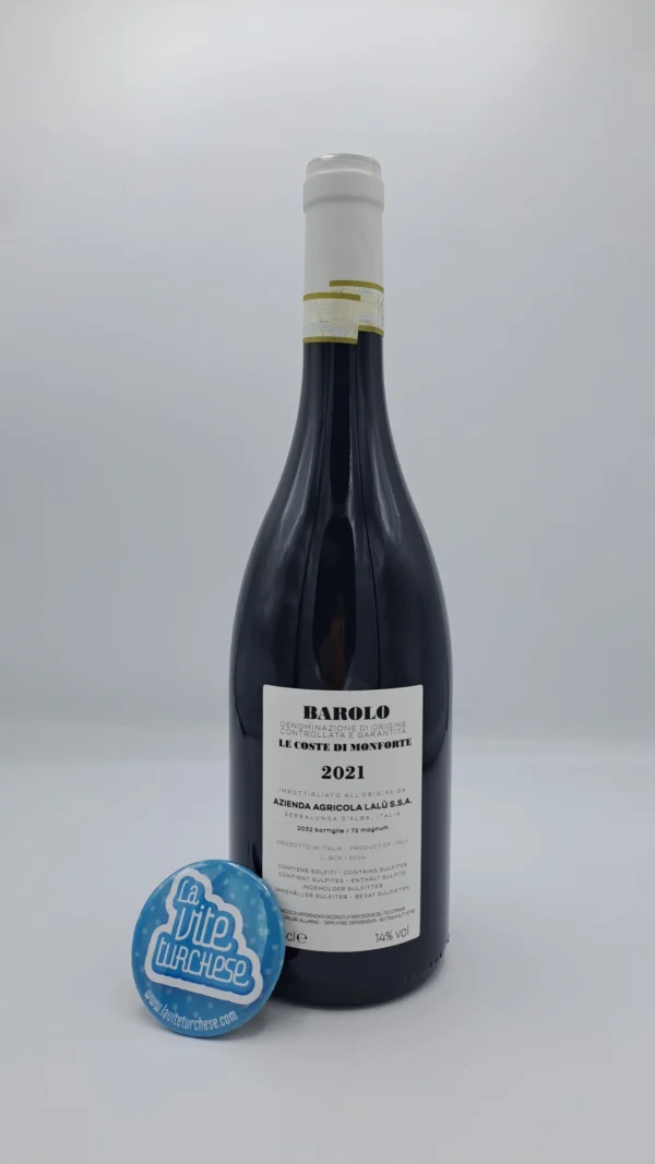 Lalu' - Barolo Le Coste di Monforte - 2021 - back Lalu' - Barolo Le Coste di Monforte prodotto per la prima volta nel 2019 nell'omonima vigna situata nella parte più bassa di Monforte. 2032 bottiglie.