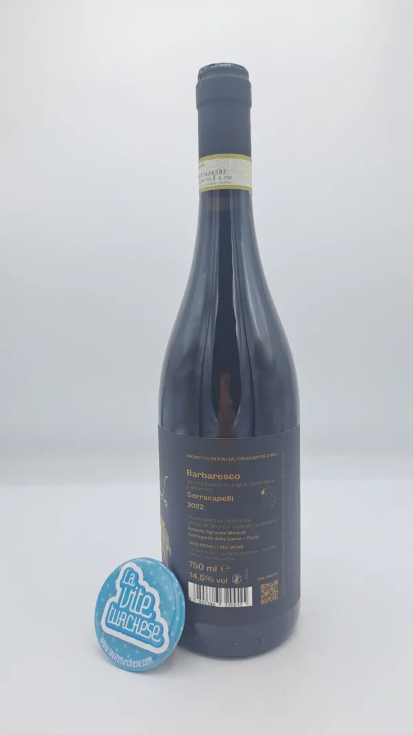 Minerdi - Barbaresco Serracapelli - 2022 - back Minerdi - Barbaresco Serracapelli prodotto nell'omonima vigna situata nella parte più alta di Neive, 950 bottiglie prodotte.