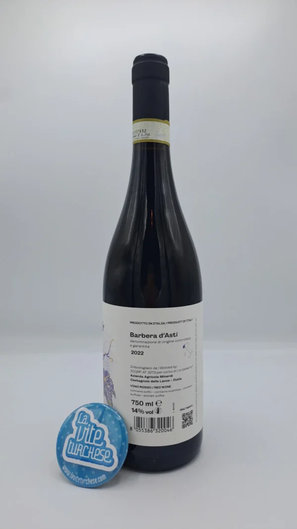 Minerdi - Barbera d'Asti prodotta a Castagnole Lanze in sole 2000 bottiglie, invecchiata per 6 mesi in tonneaux e botte piccola usate.