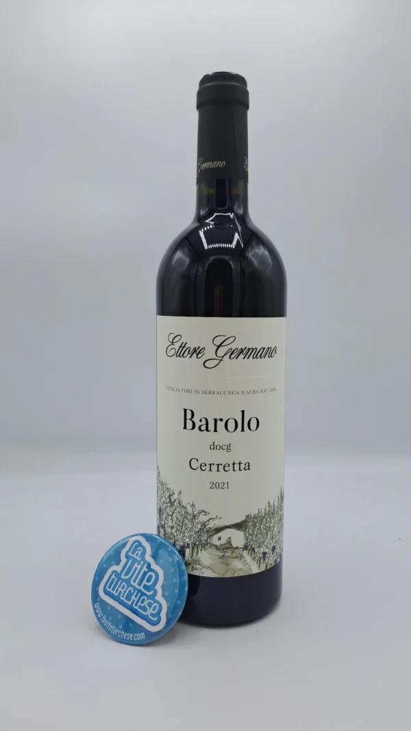 Ettore Germano – Barolo Cerretta prodotto nell'omonima vigna a Serralunga con piante di 50 anni, vinificato per 24 mesi in botti.