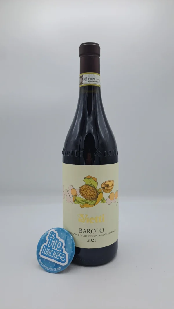 Vietti – Barolo prodotto dalle migliori vigne situate tra Castiglione Falletto, Monforte, Barolo e Novello. Invecchiato per 30 mesi.