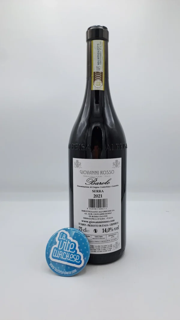 Giovanni Rosso – Barolo Serra – 2021 - back Giovanni Rosso – Barolo Serra vigna più alta del comune di Serralunga con suoli calcarei, il vino viene invecchiato per 2 anni in rovere.