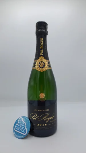 Pol Roger – Champagne Brut vintage 2018 produced with 60% Pinot Noir and 40% Chardonnay grapes from premier and Grand cru vineyards, aged for 7 years on the lees.