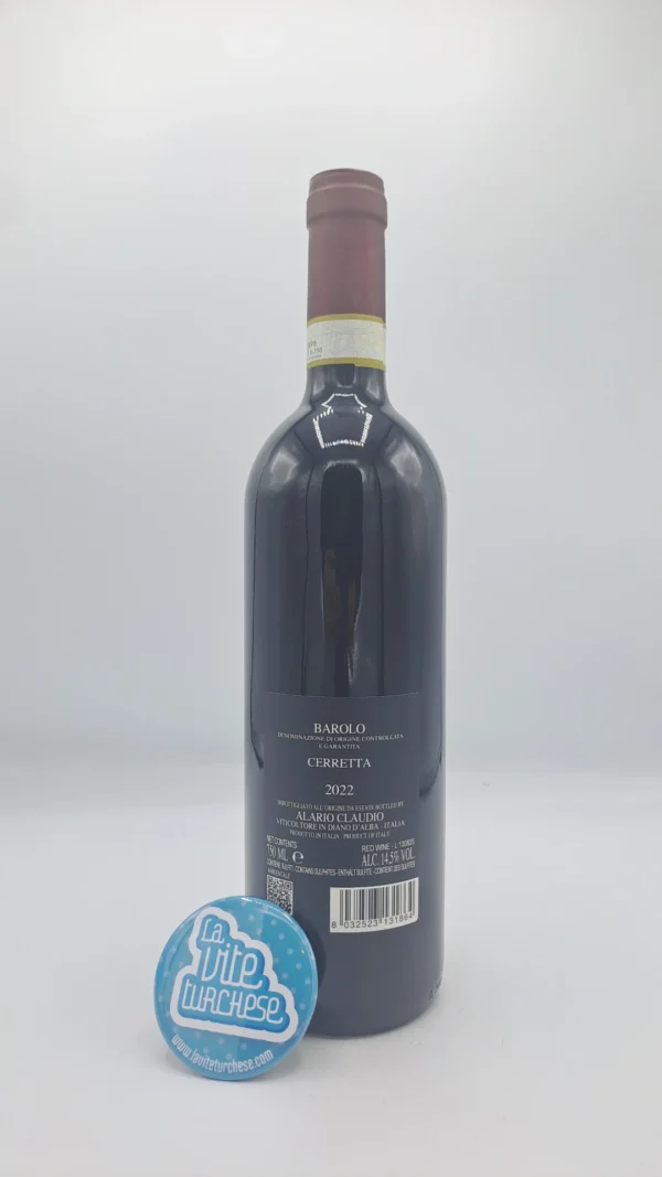 Claudio Alario - Barolo Cerretta - 2022 - back Claudio Alario - Barolo Cerretta prodotto per la prima volta con la vendemmia 2022, vigna di prima categoria a Serralunga. 2500 bottiglie prodotte.