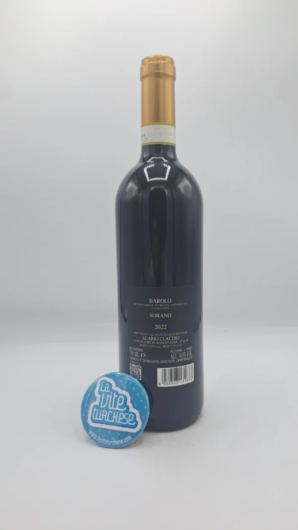 Claudio Alario – Barolo Sorano – 2022 - back Claudio Alario – Barolo Sorano prodotto nell'omonima vigna di Serralunga d'Alba, invecchiato per 24 mesi in barrique, più 12 mesi in bottiglia.
