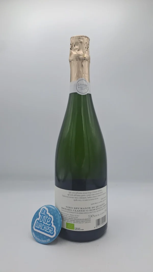 Rivetto - Kaskal Metodo Classico Dosaggio Zero - back Rivetto - Kaskal Metodo Classico Dosaggio Zero prodotto con uva Nebbiolo a Serralunga, in vigne da Barolo, invecchiamento 60 mesi sui lieviti.