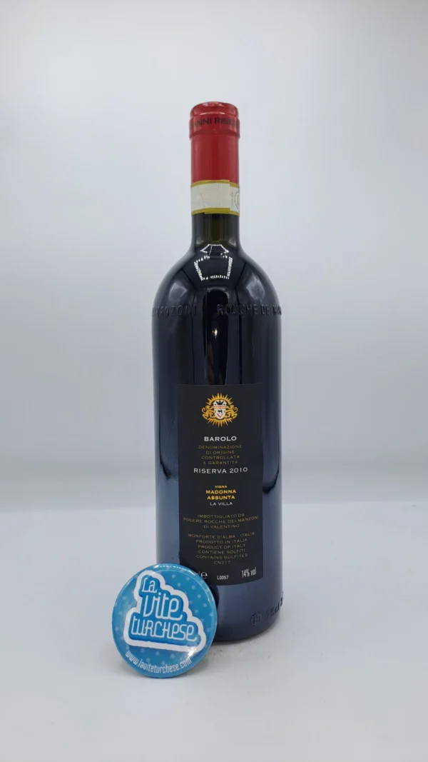 Rocche dei Manzoni – Barolo Riserva vigna Madonna Assunta La Villa prodotto solo nelle migliori annate, invecchiamento di 10 anni in cantina.