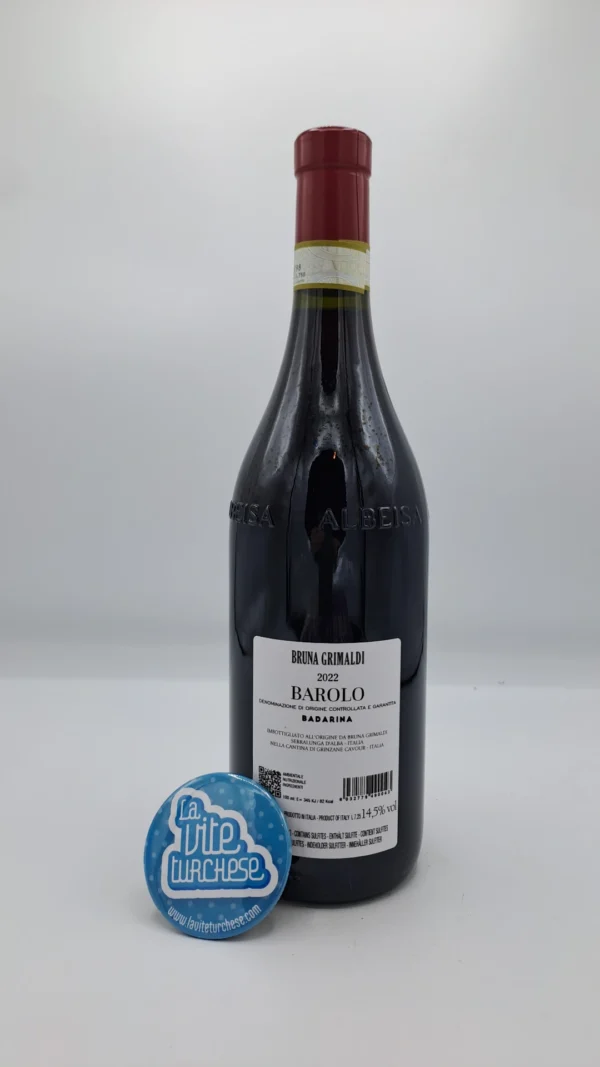 Bruna Grimaldi - Barolo Badarina produced in the vineyard of the same name located in Serralunga d'Alba in the Langhe, aged for 2 years in oak.