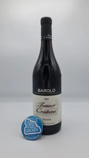 Franco Conterno – Barolo Pietrin prodotto con l'insieme di vigne situate tra Monforte d'Alba, Castiglione Falletto e Novello. 24 mesi di invecchiamento.