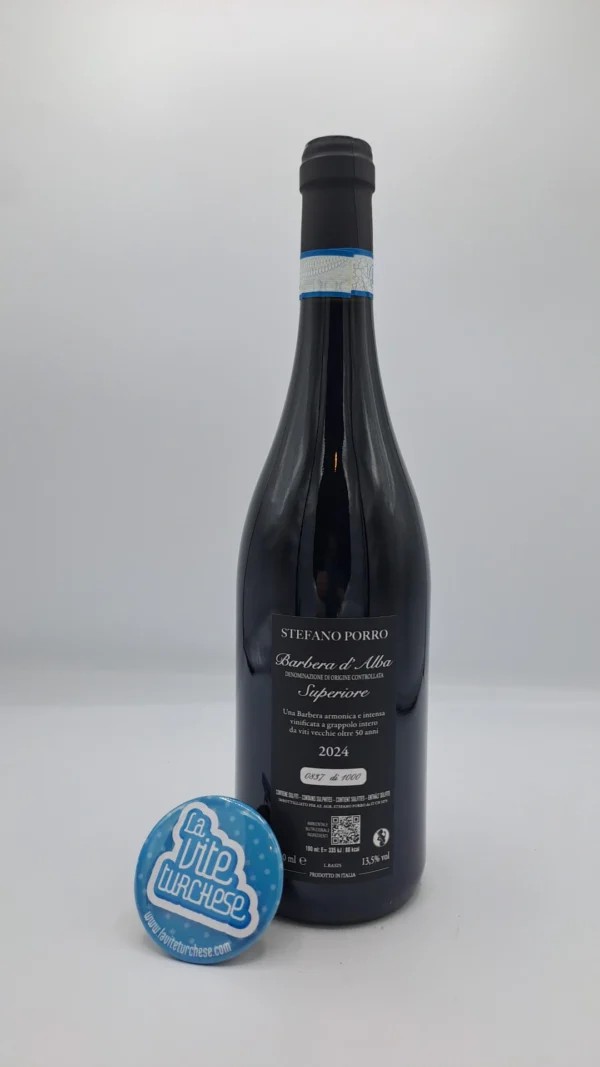 Stefano Porro - Barbera d'Alba Superiore produced from 50-year-old vines in Monforte d'Alba in 1000 bottles, aged for 7 months in barrel.