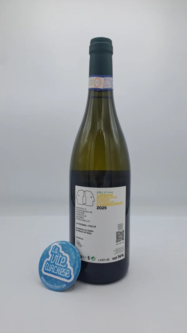 Maffrei - Langhe Chardonnay - 2025 - back Maffrei - Langhe Chardonnay, produced from a west-facing vineyard in Diano d'Alba and aged in concrete and stainless steel tanks.