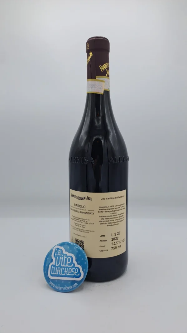 Francesco Rinaldi e Figli Barolo Rocche dell'Annunziata produced in the vineyard of the same name located in La Morra, facin south with sandy soil.